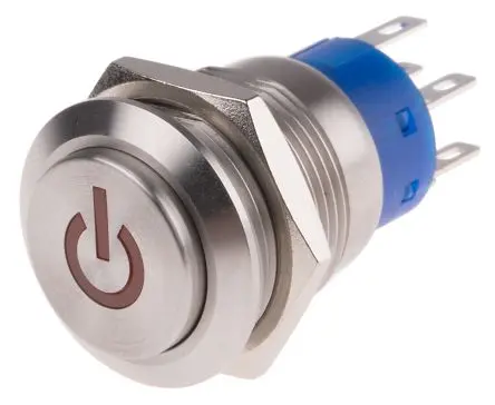 Produktfoto 1 von RS PRO Druckschalter Rot Beleuchtet Tastend Panel Ø 19 mm, 2-poliger Umschalter / 5A 250 V ac, IP67