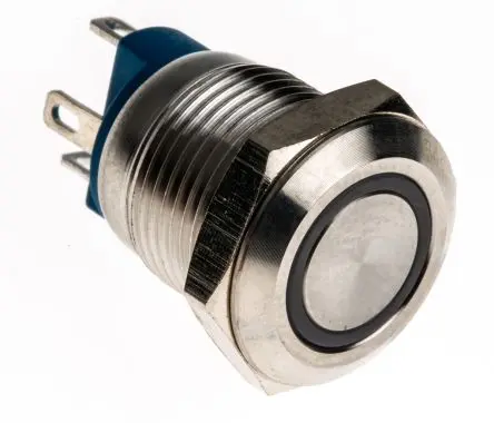 Produktfoto 1 von RS PRO AV Druckschalter Blau Beleuchtet Tastend Panel Ø 12 mm, SPST / 15mA 36 V dc, IP65, IP67