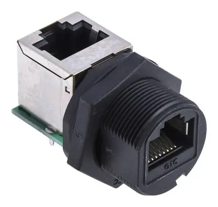 Produktfoto 1 von RS PRO, GTC Sealed Ethernet-Verbinder, RJ45-Buchse, Cat5e, 2 -Port, Typ Abgeschirmt, L 36.9 mm, Typ 90°-Kupplung