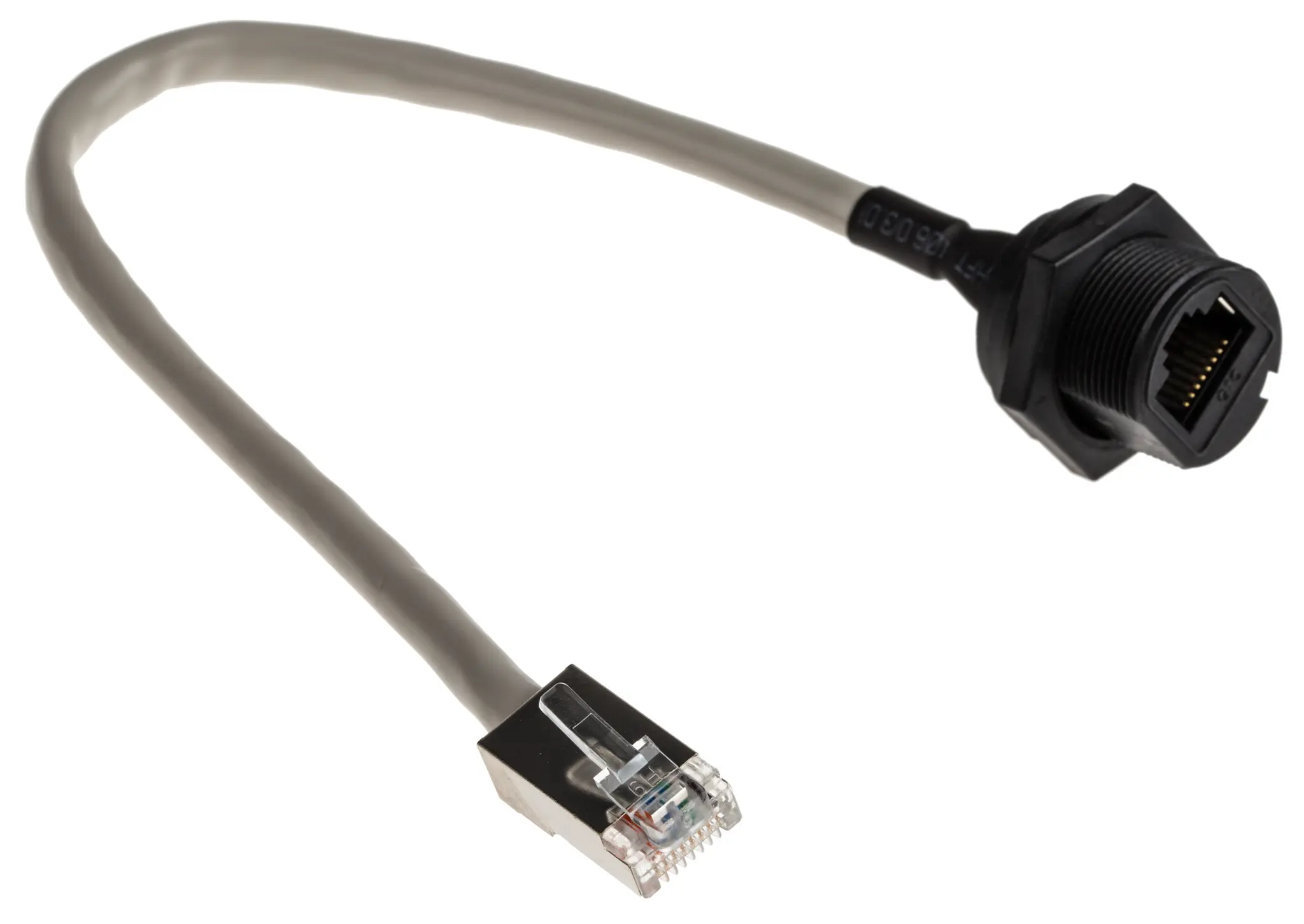 Produktfoto 1 von RS PRO Cat5e Ethernet-Kabel, 200 mm, Grau STP Stecker, A RJ45 Buchse, B RJ45, Polyvinylchlorid