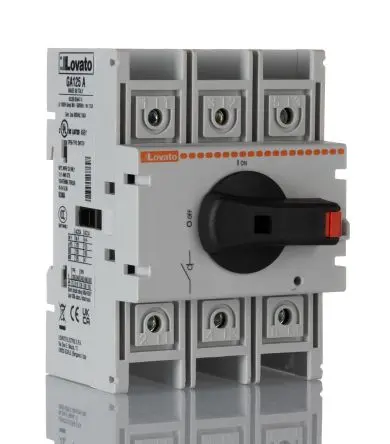 Produktfoto 1 von Lovato GA Trennschalter 3-polig DIN-Hutschiene, Schraubanschlussklemme 125A 55 kW Schwarz IP65 3-phasig
