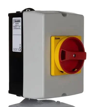 Produktfoto 1 von Lovato GA Trennschalter 3-polig Panel 16A 7.5 kW Gelb, Rot IP65 3-phasig