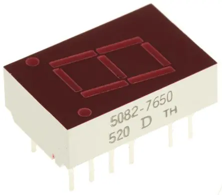 Broadcom LED-Anzeige 7 Segmente 1 Zeichen Anode, Rot 626nm 1.1mcd Zeichenbreite 7 mm Links Zeichenhöhe 10.9 mm
