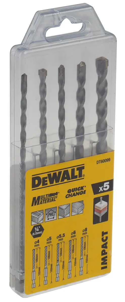 Produktfoto 1 von DeWALT Stahl Drehung Satz 4 mm → 8 mm, 5-teilig für Mehrmaterial