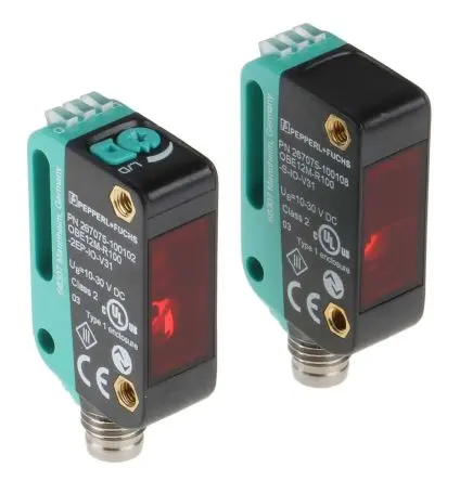 Pepperl + Fuchs OBE12M Kubisch Optischer Sensor, Durchgangsstrahl, NPN/PNP Ausgang, 4-poliger M8-Steckverbinder