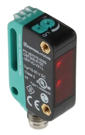 Pepperl + Fuchs OBT300 Kubisch Optischer Sensor, Hintergrundunterdrückung, NPN/PNP Ausgang, 4-poliger M8-Steckverbinder