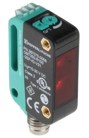 Pepperl + Fuchs OBT350 Kubisch Optischer Sensor, Hintergrundunterdrückung, NPN/PNP Ausgang, 4-poliger M8-Steckverbinder