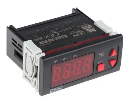 RS PRO ET2412 Ein-Aus-Temperaturregler Frontplattenmontage 1, 2 x Relais Ausgang/ NTC Eingang 230V ac/dc Ein-Aus
