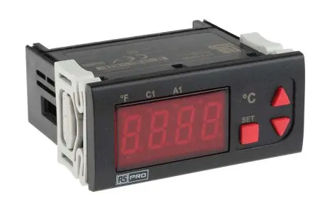 RS PRO ET2412 Ein-Aus-Temperaturregler Frontplattenmontage 1, 2 x Relais Ausgang/ NTC Eingang 253V ac Ein-Aus