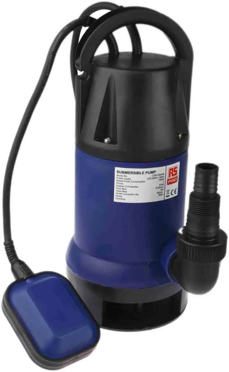 Produktfoto 1 von RS PRO Tauchpumpe, 216 L/min max., 750W / 230 V 10 bar max. Kunststoff