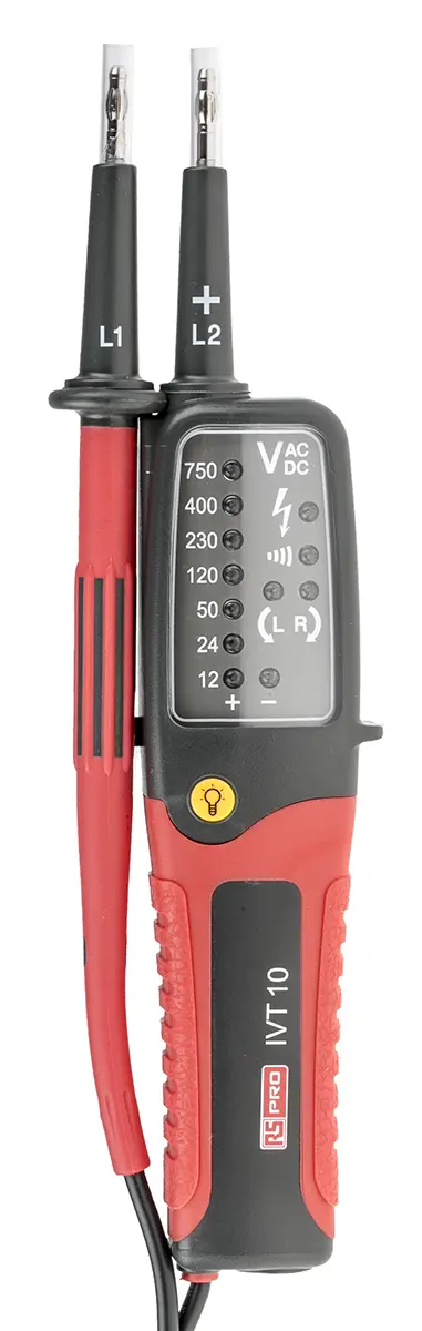 Produktfoto 1 von RS PRO IVT-10 LED Spannungsprüfer mit Durchgangsprüfung, CAT III 750V