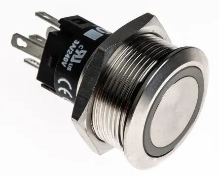 Produktfoto 1 von EAO 82 Druckschalter Grün Beleuchtet Tastend Panel Ø 22 mm, 1-poliger Umschalter / 200mA 24 V dc 24 V ac, IP65, IP67