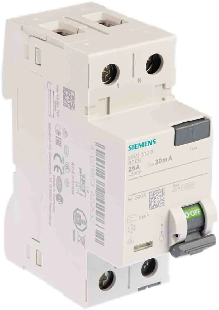 Produktfoto 1 von Siemens 5SV3 RCCB, 2-polig, 25A, 30mA Typ A Sentron