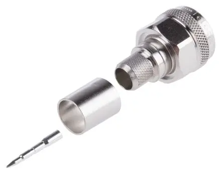 Produktfoto 1 von Telegärtner N Stecker Koaxialsteckverbinder N-Steckverbinder, Kabel, für RG213/U-Kabel, 50 Ω Crimpbefestigung, Standard,