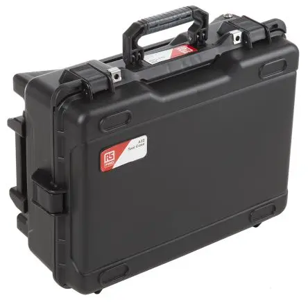 Produktfoto 1 von RS PRO Werkzeugkoffer Schwarz, L. 530 mm B. 230mm H. 400 mm, 6 kg mit Rädern, Vorhängeschloss