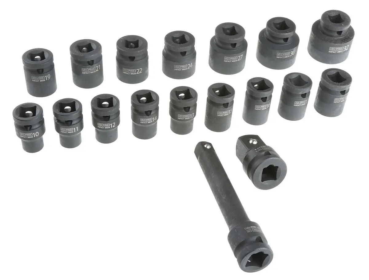Produktfoto 1 von RS PRO 1/2 in Vierkant 6-Kant 10 to 32 mm 18-teilig