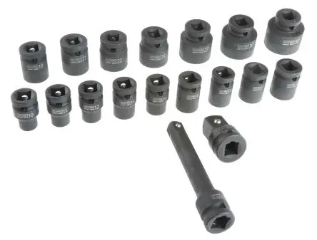 RS PRO Schlag-Steckschlüssel lang 1/2 in Vierkant Sechskant 10 to 32 mm 18-teilig