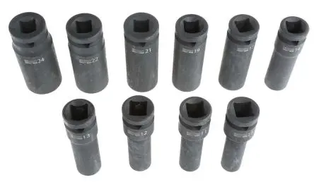 RS PRO Schlag-Steckschlüssel lang 1/2 in Vierkant Sechskant 10 to 24 mm 10-teilig