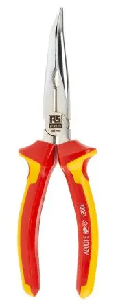 Produktfoto 1 von RS PRO Spitzzange / Backen 72mm Gebogene Spitze 200mm VDE 1000V zugelassen