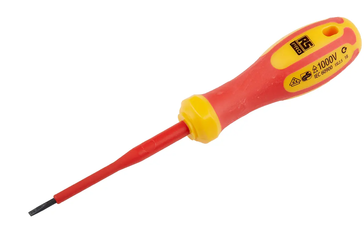 Produktfoto 1 von RS PRO VDE 1000V zugelassen Isoliert, Molybdänstahl, Chrom Vanadium Stahl, 165 mm / Klinge 75 mm