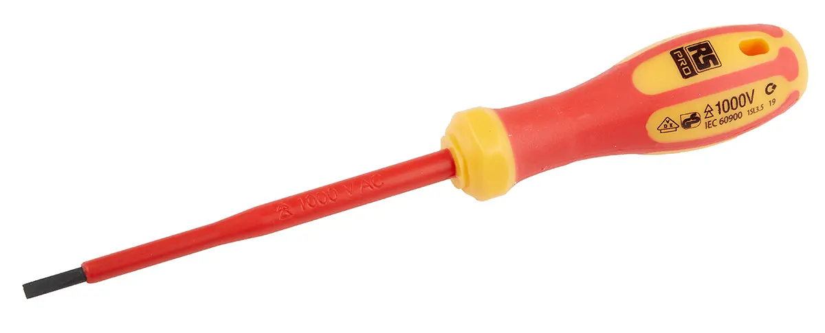 Produktfoto 1 von RS PRO VDE 1000V zugelassen Isoliert, Chrom Vanadium Stahl, Molybdänstahl, 190 mm / Klinge 100 mm