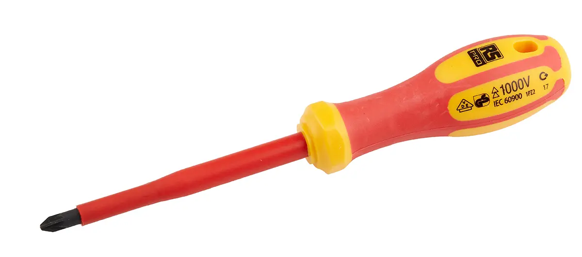 Produktfoto 1 von RS PRO VDE 1000V zugelassen PZ2 Isoliert, Chrom Vanadium Stahl, Molybdänstahl, 210 mm / Klinge 100 mm