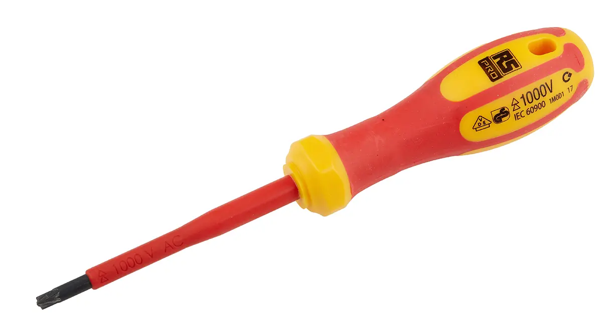 Produktfoto 1 von RS PRO VDE 1000V zugelassen MOD1 Isoliert, Chrom Vanadium Stahl, Molybdänstahl, 180 mm / Klinge 80 mm