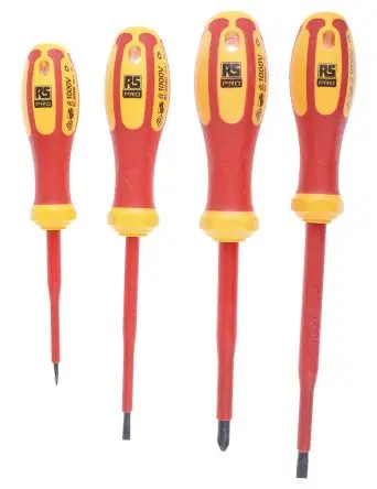Produktfoto 1 von RS PRO Isolierter Schraubendrehersatz, 4-teilig Schlitz, PHILLIPS®