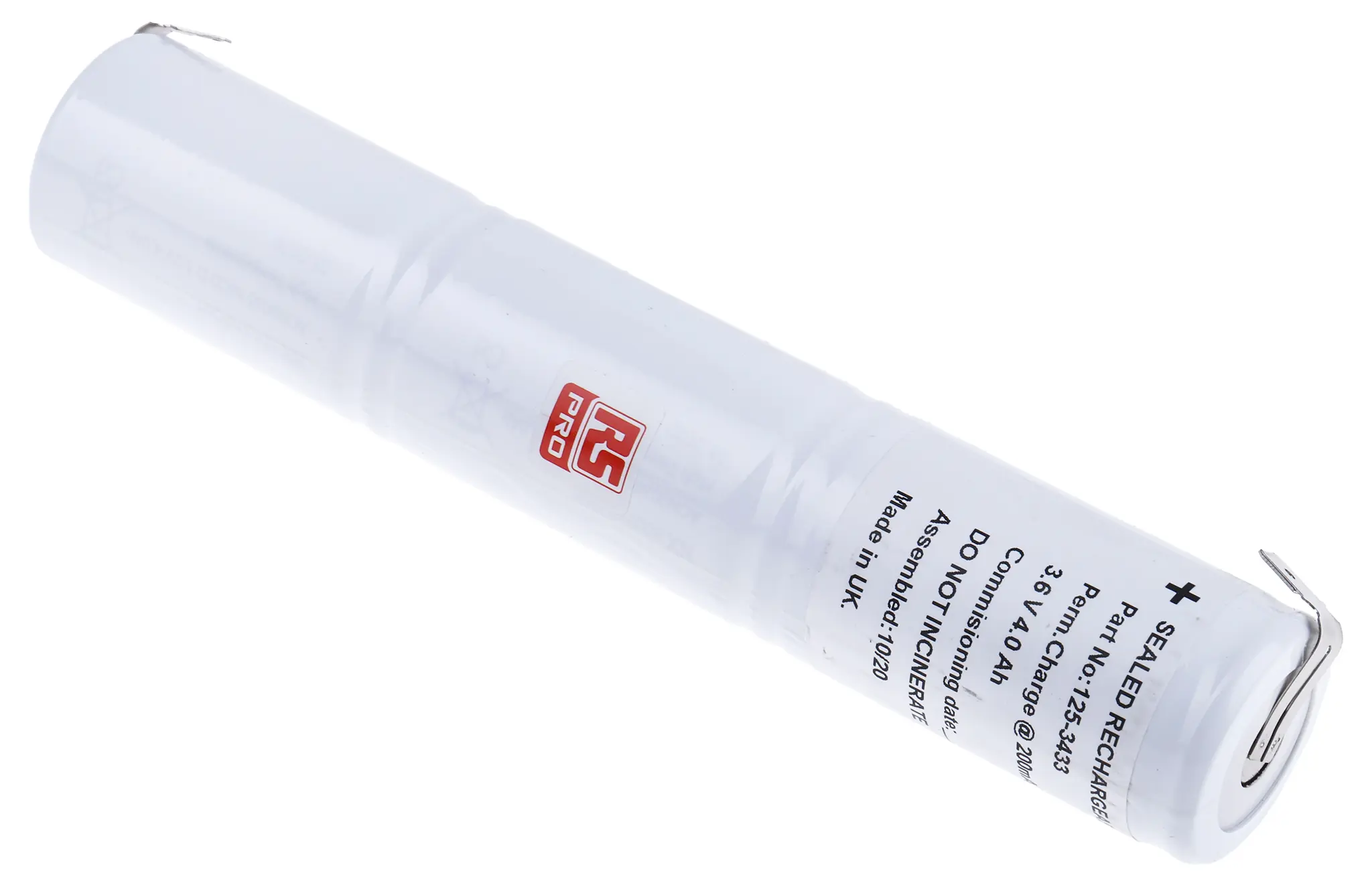Produktfoto 1 von RS PRO NiCd Akkupack, 3-Zellen D 3.6V / 4Ah, Löt-Anschluss