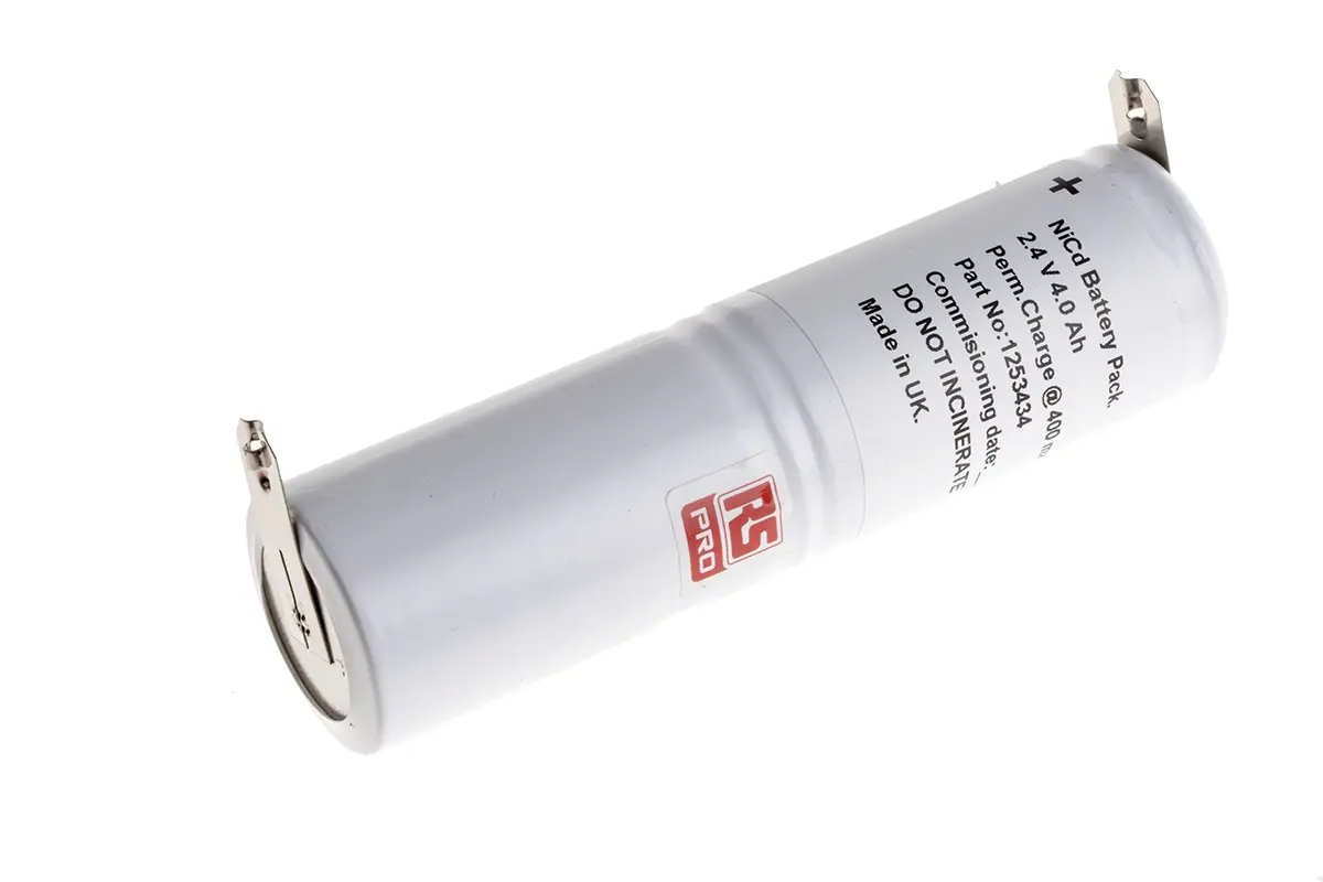 Produktfoto 1 von RS PRO NiCd Akkupack, 2-Zellen D 2.4V / 4Ah, Löt-Anschluss