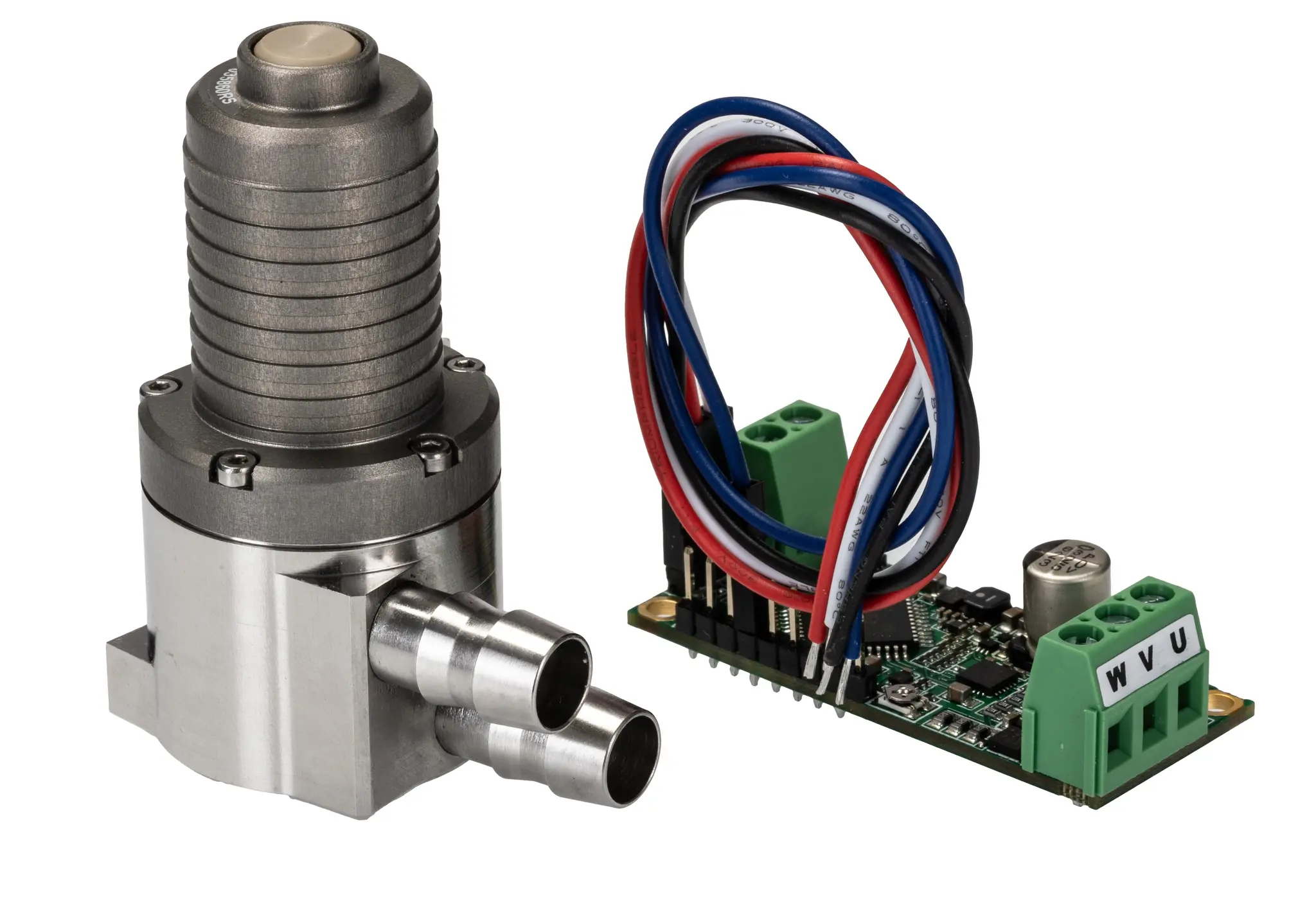Produktfoto 1 von RS PRO Wasserpumpe, 9 L/min max., 4.2W / 6/28 V 850 mbar max. Aluminiumeloxal
