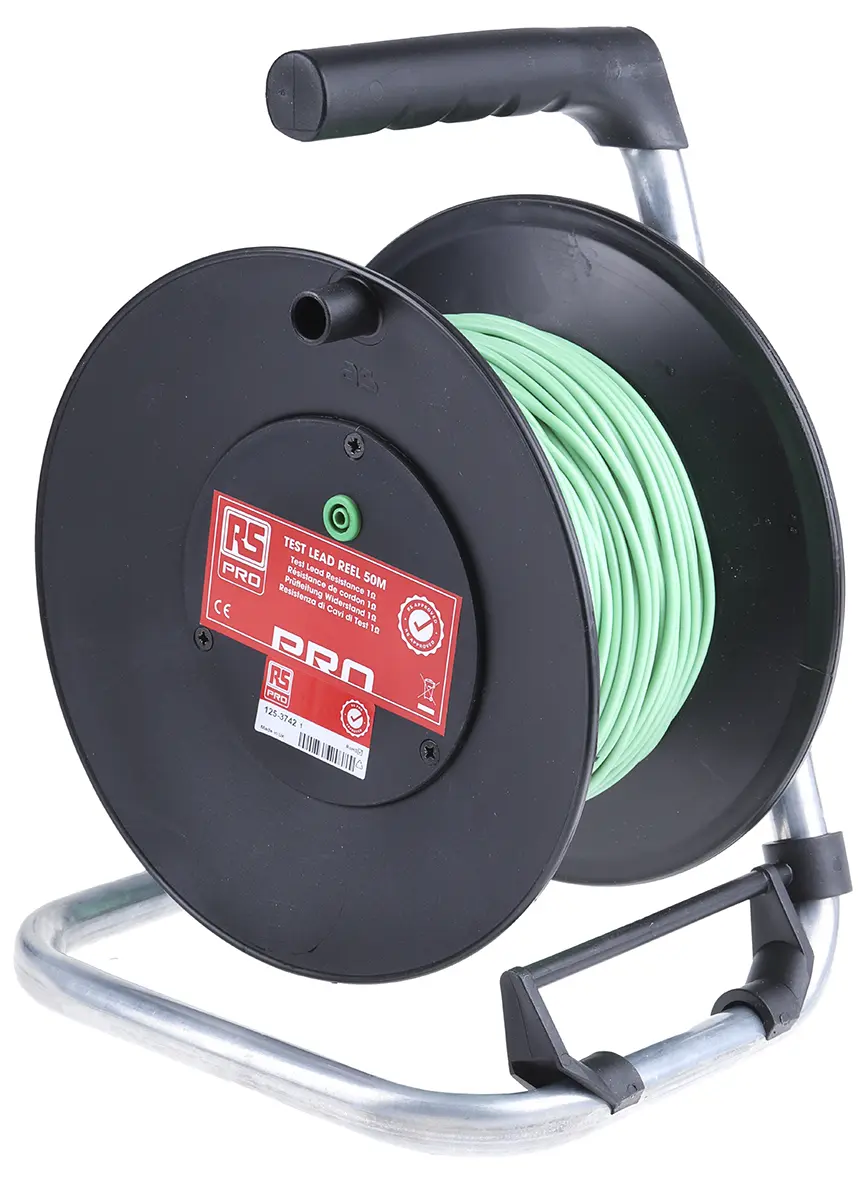 Produktfoto 1 von RS PRO Messleitung Verlängerung, 50 m Grün / 4 mm Buchse CAT 1000V