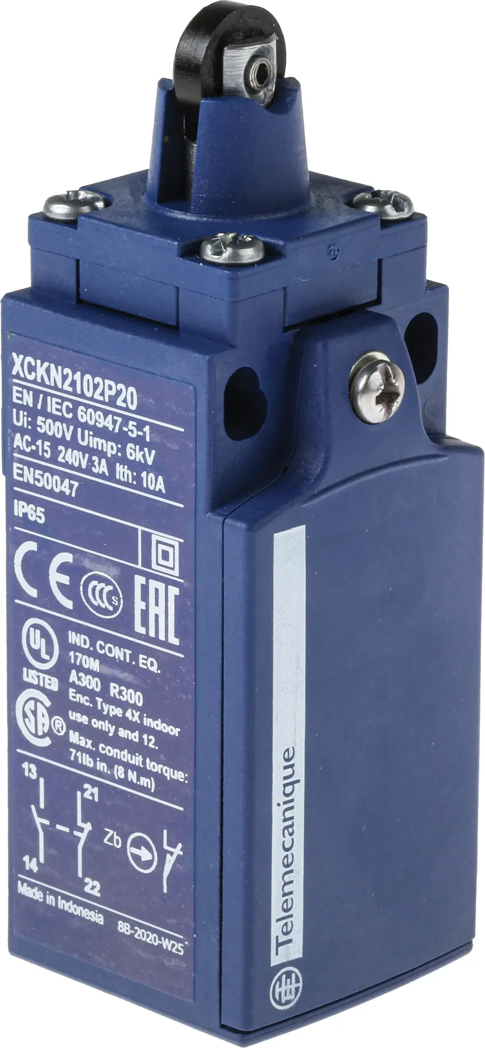 Produktfoto 1 von Telemecanique OsiSense XC Endschalter, Rollenstößel, 2-polig, Schließer/Öffner, IP 65, Kunststoff, 10A Anschluss M20