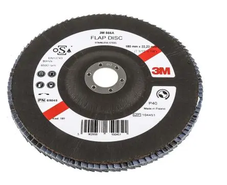 Produktfoto 1 von 3M 65045 Zirkonoxid Aluminium Lamellenscheibe Ø 180 mm, Korngröße P40