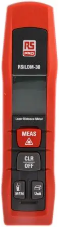 Produktfoto 1 von RS PRO ILDM-30 LCD Laser Entfernungsmesser, Klasse 2, 0.05/30 μm, 635 nm, ±1.5 mm, 2 x AAA