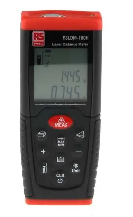Produktfoto 1 von RS PRO RSLDM-100H LCD Laser Entfernungsmesser, Klasse 2, 0.05/100 μm, 635 nm, ±1.5 mm