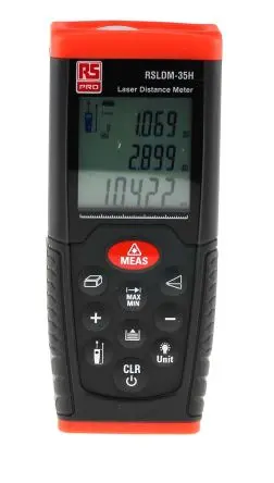 Produktfoto 1 von RS PRO RSLDM-35H LCD Laser Entfernungsmesser, Klasse 2, 0.05/35 μm, 635 nm, ±1.5 mm