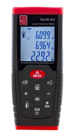 Produktfoto 1 von RS PRO RSLDM-50H LCD Laser Entfernungsmesser, Klasse 2, 0.05/50 μm, 635 nm, ±1.5 mm