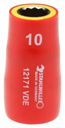 Produktfoto 1 von STAHLWILLE 3/8 in 12-Kant Buchse SW 10 mm Sechskant VDE 1000V zugelassen x 45mm