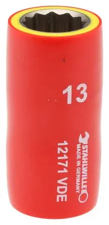 Produktfoto 1 von STAHLWILLE 3/8 in 12-Kant Buchse SW 13 mm Sechskant VDE 1000V zugelassen x 48mm