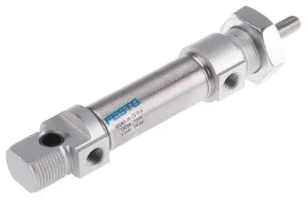 Produktfoto 1 von Festo DSNU 19208, G 1/8 Pneumatikzylinder doppeltwirkend, Bohrung Ø 20mm / Hub 25mm, bis 10 bar