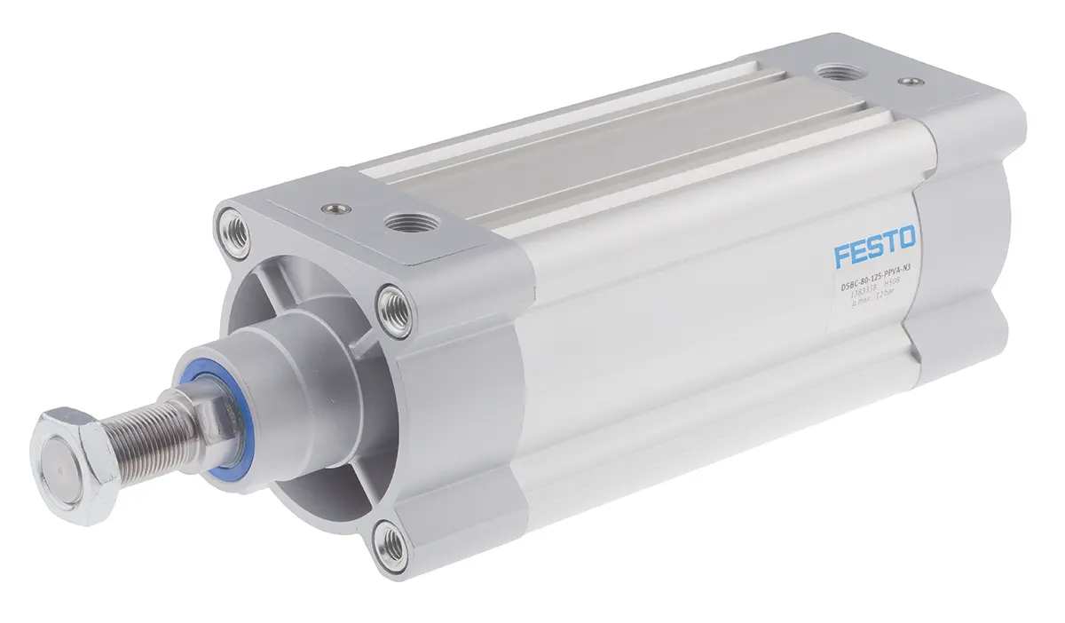 Produktfoto 1 von Festo DSBC 1383338, G 3/8 Pneumatikzylinder doppeltwirkend, Bohrung Ø 80mm / Hub 125mm, bis 12 bar