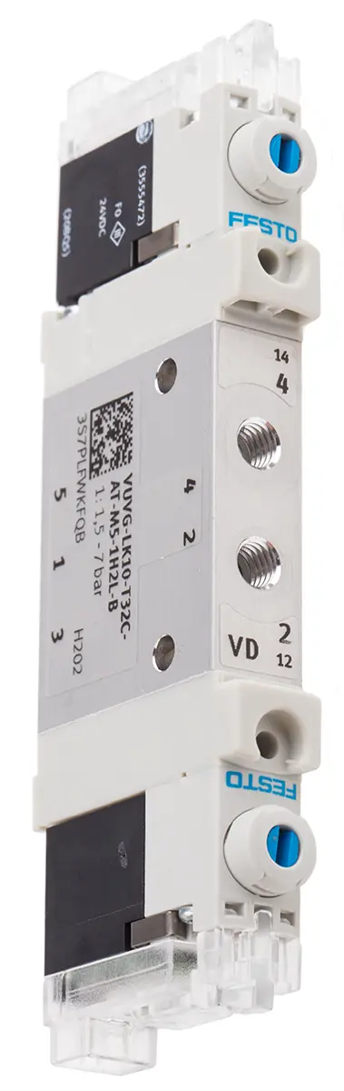 Produktfoto 1 von Festo VUVG 8042538 Magnetventil 3/2 Inline M5, Magnet/Feder-betätigt 24V dc