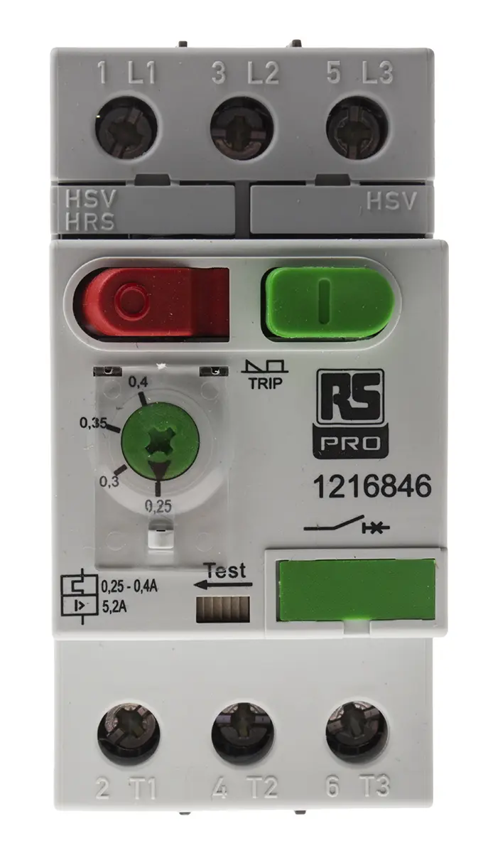 RS PRO Motorschutzschalter, 0,25 → 0,4 A 45mm x 89.5mm