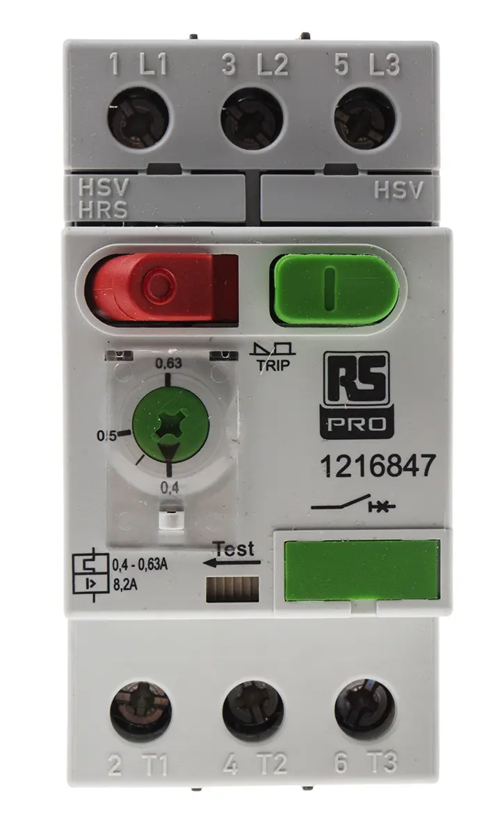 Produktfoto 1 von RS PRO Motorschutzschalter, 0,4 → 0,63 A 45mm x 89.5mm