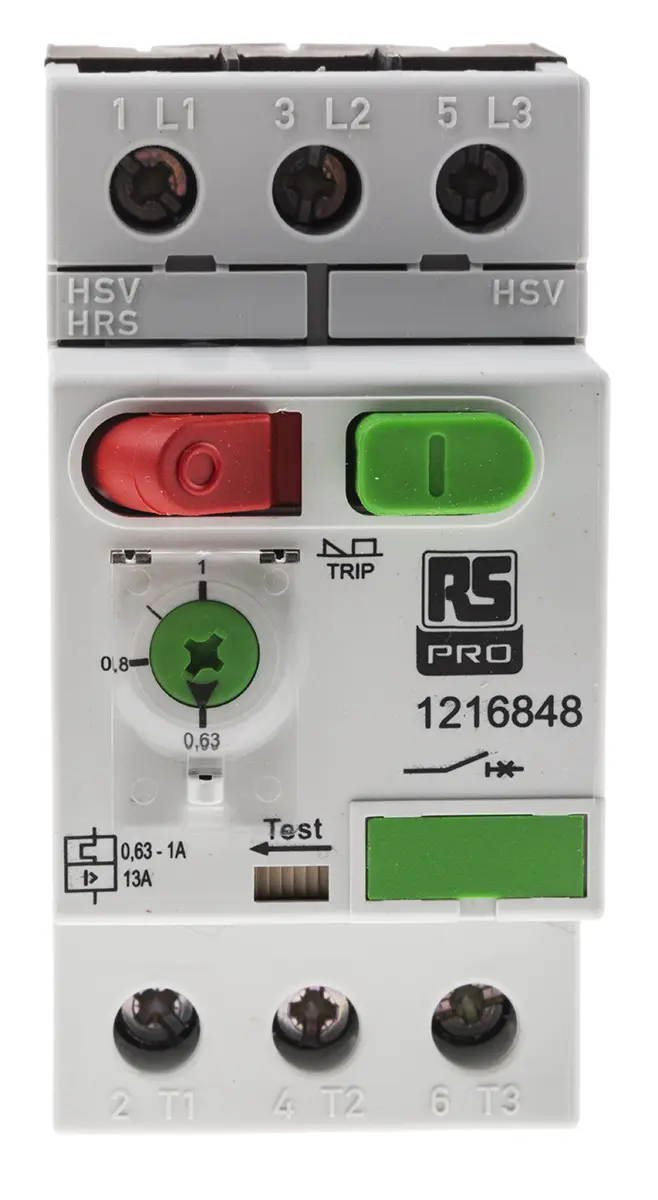 Produktfoto 1 von RS PRO Motorschutzschalter, 0,63 → 1 A 45mm x 89.5mm