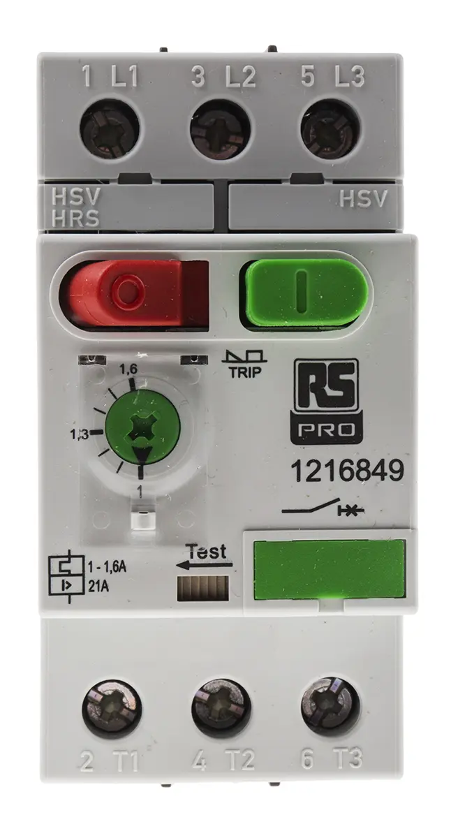 Produktfoto 1 von RS PRO Motorschutzschalter, 1 → 1,6 A 45mm x 89.5mm
