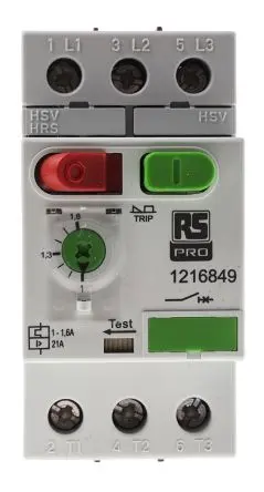 Produktfoto 1 von RS PRO MS32 Motorschutzschalter, 1A, 1.6 A Schutzschalter 690V 45mm x 89.5 mm Motorschutzschalter mit Strom