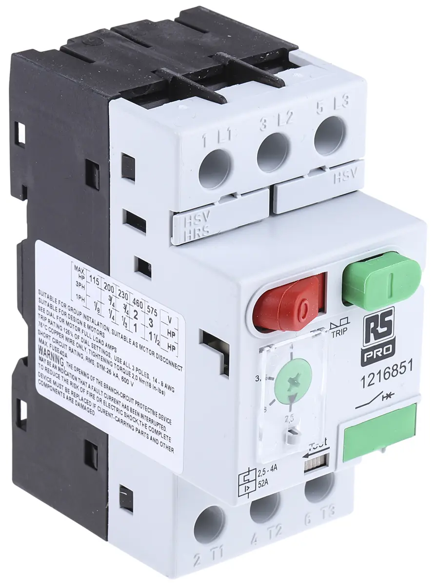 Produktfoto 1 von RS PRO Motorschutzschalter, 2,5 → 4 A 45mm x 89.5mm