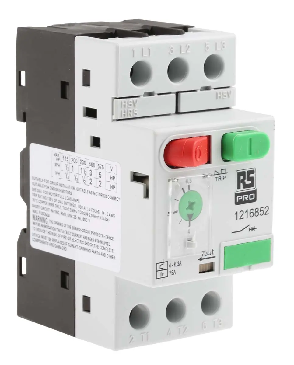 Produktfoto 1 von RS PRO Motorschutzschalter, 4 → 6,3 A 45mm x 89.5mm